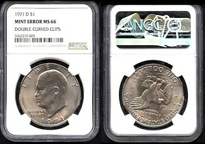 1971-D $1 レア ミント エラー NGC MS 66 ダブル カーブ クリップ アイゼンハワー ドル|WORLD RESOURCE【KING店】