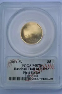 2014 $5 野球 サイン入りピート ローズゴールド 1st ストライク MS70 PCGS #528376.70/29850208｜WORLD RESOURCE【KING店】