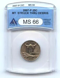2007-P モンタナ クォーター (25C) トラックスルーデブリ - ANACS MS66 - レアミント エラー｜WORLD RESOURCE【KING店】