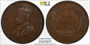 オーストラリア 1923 ハーフペニー キーデイト ローミント レア PCGS グレード XF #05|WORLD RESOURCE【KING店】