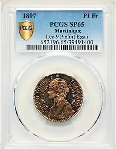 マルティニーク - 1897 フラン ピーフォール エッサイ PCGS SP65 RRRR|WORLD RESOURCE【KING店】
