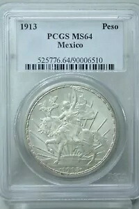 1913 メキシコ ペソ シルバー カバリート PCGS MS64 ベター デイト #6510｜WORLD RESOURCE【KING店】 681,120円