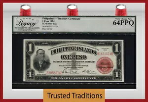 TT PK 68a 1924 フィリピン財務証明書 1 ペソ LCG 64 PPQ 上質なし｜WORLD RESOURCE【KING店】
