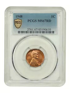1948 1C PCGS MS67RD - リンカーン セント (ウィート リバース)|WORLD RESOURCE【KING店】