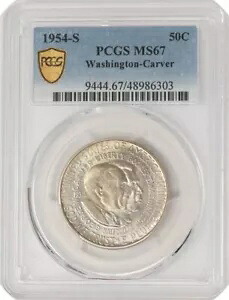 1954-S ワシントン カーバー ハーフ 50c MS67 セキュア PCGS 948625-41｜WORLD RESOURCE【KING店】