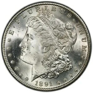 1891-S モーガン シルバー ダラー PCGS MS65 - - ブラスト ホワイト & フロスティ デバイス|WORLD RESOURCE【KING店】