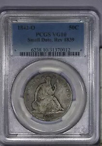 1842-O リバティ シーテッド ハーフダラー 50c PCGS VG10 - 1839 LB のスモール デイト リバース|WORLD RESOURCE【KING店】