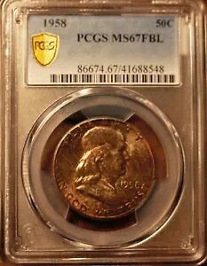 1958 50c フランクリン ハーフダラー PCGS MS67 FBL|WORLD RESOURCE【KING店】