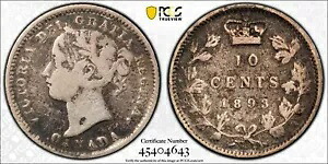 1893 10 セント ダイム カナダ ラウンド トップ 3 PCGS 非常に細かい VF 詳細 キー日付｜WORLD RESOURCE【KING店】 696,960円
