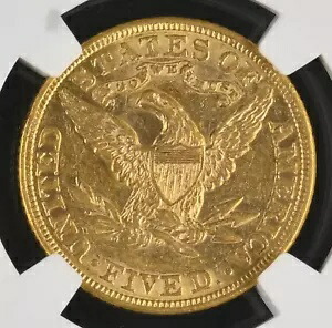 1889 NGC AU58 Mintage 7520- 1878 年で 2 番目に安い - 今日の $5 ハーフイーグル! $2,350 PCGS PG!画像