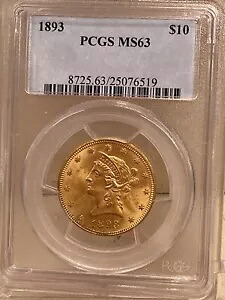 1893年 10ドル リバティ金貨 PCGS MS63|WORLD RESOURCE【KING店】