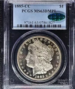 1885- CC モーガン シルバー ダラー PCGS 63DMPL CAC LOW POP|WORLD RESOURCE【KING店】