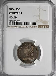 1834 25C キャップドバスト シルバー クォーター NGC VF 詳細「穴あき」 #6904195-008｜WORLD RESOURCE【KING店】