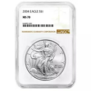 2004 $1 1オンス アメリカン シルバー イーグル NGC MS70 ブラウン ラベル|WORLD RESOURCE【KING店】