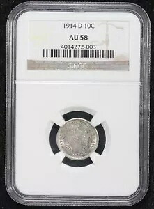 1914-D バーバー ダイム NGC AU-58 4I0B｜WORLD RESOURCE【KING店】