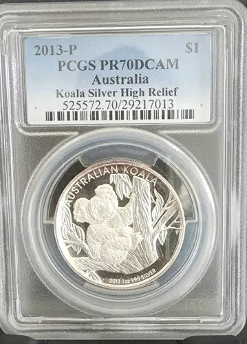 オーストラリア コアラ シルバー 1 オンス PCGS 認定コイン - 2013P PR70DCAM ハイレリーフ