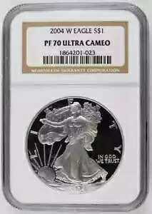 2004 W 地金 シルバー イーグル NGC PF-70 ウルトラ カメオ シルバー イーグル