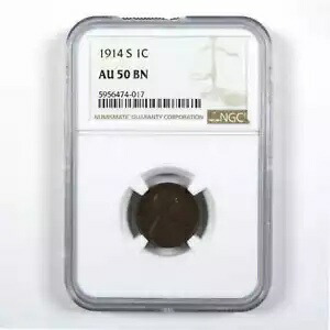 1914 S リンカーン ウィート セント AU 50 BN NGC ペニー 1c コイン SKU:I11784