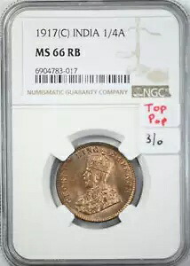1917 (C) India 1/4A Anna NGC MS66RB - トップポップ!