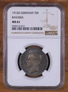 1912D ドイツ 2M マーク - バイエルン - NGC MS61 - WB2