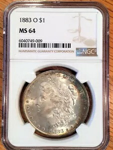 1883-O モーガン シルバー ダラー - NGC MS64 トーニング クレセント #9009