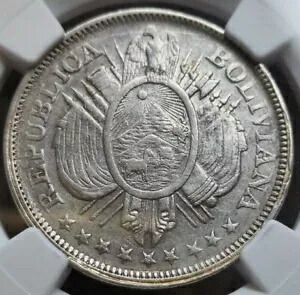 NGC クリーニング済み 1897 PTS CB ボリビア 50C アンティーク コイン レア