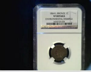 1864 L US Indian Head Cent、認定 NGC VF 詳細 (US-775)