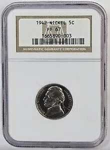 1942 プルーフ ジェファーソン ニッケル *** NGC PF-67 *** タイプ 1｜WORLD RESOURCE【KING店】