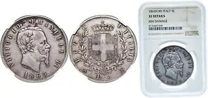 イタリア 1865 N BN 5 リラ シルバー 900 NGC XF｜WORLD RESOURCE【KING店】