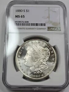 1880 S $1 モーガン シルバー ダラー NGC MS65 ベターグレード ジェム ブラスト ホワイト *H363