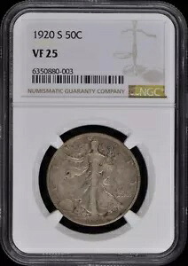 1920-S ウォーキング リバティ ハーフダラー 50C NGC VF25|WORLD RESOURCE【KING店】