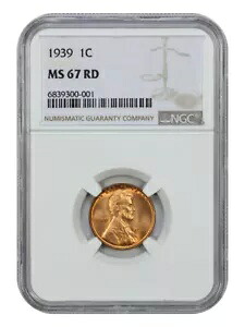 1939 1C NGC MS67RD - リンカーン セント (ウィート リバース)｜WORLD RESOURCE【KING店】