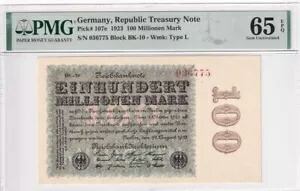 完全未使用級 希少 1922年 ドイツ 100マルク mark 旧紙幣 古紙幣 楽天市場】インフレドイツマルク 1922年 加刷100万マルク 極美品