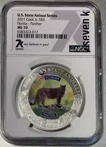 2021 NGC シルバー 1 オンスMS70 州動物シリーズ フロリダパンサー $5|WORLD RESOURCE【KING店】