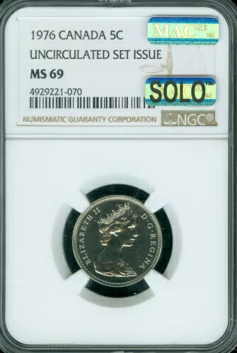 1976 カナダ 5 セント NGC MS69 PQ MAC ソロ 最高級グレード & スポットレス *｜WORLD RESOURCE【KING店】