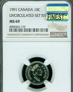 1991 カナダ 10 セント NGC MS69 PQ MAC 最高級グレード MAC スポットレス。｜WORLD RESOURCE【KING店】