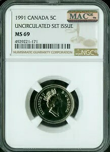 1991 カナダ 5 セント NGC MS69 PQ MAC 最高級グレード スポットレス ポップ 2 。｜WORLD RESOURCE【KING店】 89,540円