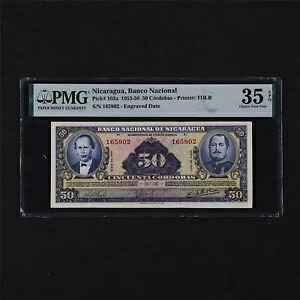 1953-58 ニカラグア バンコ ナシオナル 50 コルドバス ピック#103a PMG 35 EPQ チョイス ベリー｜WORLD RESOURCE【KING店】