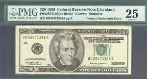 $20 1999 FRN、神父。 2086-D 稀な彫刻エラー地区指定者 PMG VF 25｜WORLD RESOURCE【KING店】 100,430円