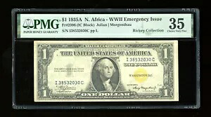 DBR 1935-A $1 北アフリカ シルバー Fr. 2306 IC ブロック PMG 35 シリアル I38532030C|WORLD RESOURCE【KING店】