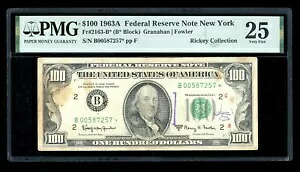 DBR 1963-A $100 FRN ニューヨーク スター神父2163-B* PMG 25 シリアル B00587257*｜WORLD RESOURCE【KING店】