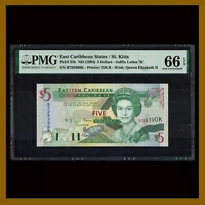 東カリブ諸国 5 ドル、1994 P-31k サフィックス「K」 QE II PMG 66 EPQ｜WORLD RESOURCE【KING店】