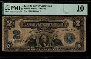 1899 $2 シルバー証明書 Vernon/McClung ミニ舷窓 E23916534 (AFJ)｜WORLD RESOURCE【KING店】