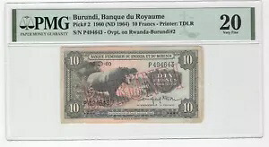 1964 ブルンジ 10 フラン P2 PMG ベリーファイン 20 PM127-24｜WORLD RESOURCE【KING店】