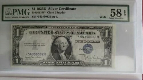 FR.1613W* $1 1935D シルバー証明書 PMG Wide 58 EPQ Choice 未流通について。｜WORLD RESOURCE【KING店】