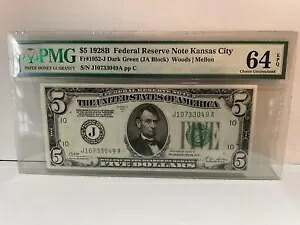 1928B $5 DGS FED。レス。優れたセンタリング 鮮明でクリーンな美しい PMG 64-EPQ に注目してください|WORLD RESOURCE【KING店】