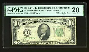 DBR 1934-C $10 ミネアポリス ワイド スター Fr. 2008-IW* PMG VF-20 シリアル I00538027*｜WORLD RESOURCE【KING店】