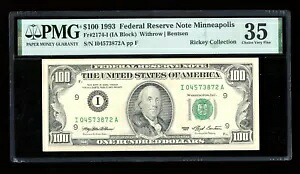 DBR 1993 $100 FRN ミネアポリス Fr. 2174-I PMG 35 シリアル I04573872A｜WORLD RESOURCE【KING店】