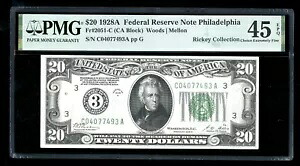 DBR 1928-A $20 FRN フィラデルフィア数字 Fr. 2051-C PMG 45 EPQ シリアル C04077493A｜WORLD RESOURCE【KING店】