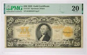 FR。 1187 1922 $20 ラージサイズ ゴールド証明書 非常に上質 20 PMG｜WORLD RESOURCE【KING店】